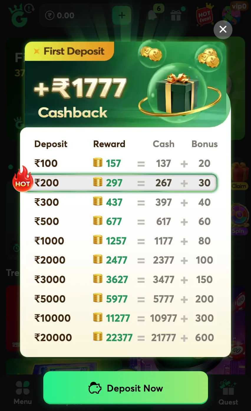Share Slots first deposit offer up to 1777